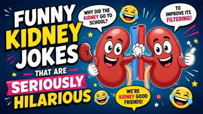 Funny cartoon kidneys with hilarious joke text