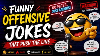 Funny offensive jokes that push the line with a playful comedy theme