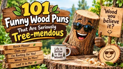 101 funny wood puns with a hilarious tree character