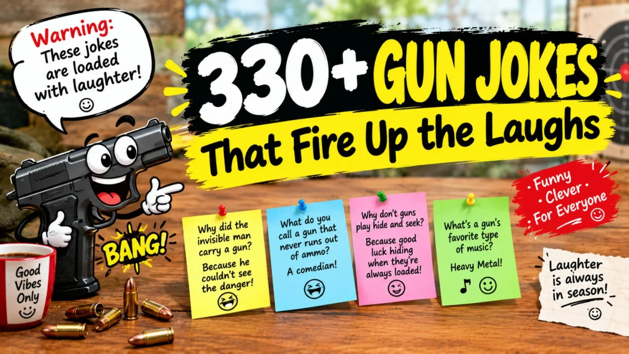 330+ gun jokes that fire up the laughs with funny cartoon artwork and humorous joke examples